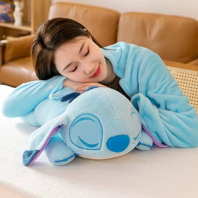 Peluche stitch acostado + manta grande
